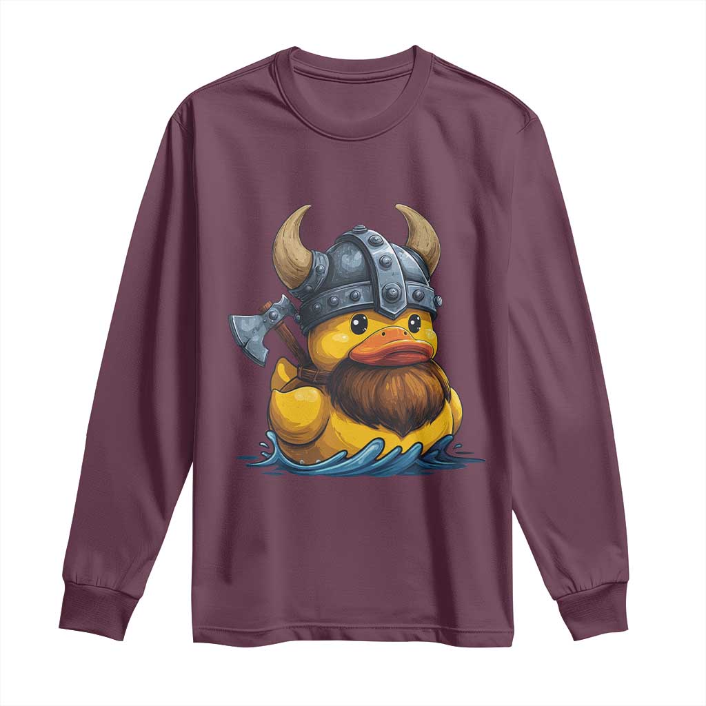 Rubber Duck Viking Warrior Norse Mythology Long Sleeve Shirt TS11 Maroon Print Your Wear