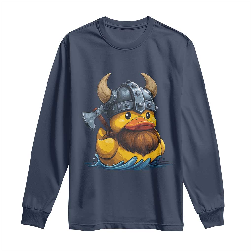 Rubber Duck Viking Warrior Norse Mythology Long Sleeve Shirt TS11 Navy Print Your Wear