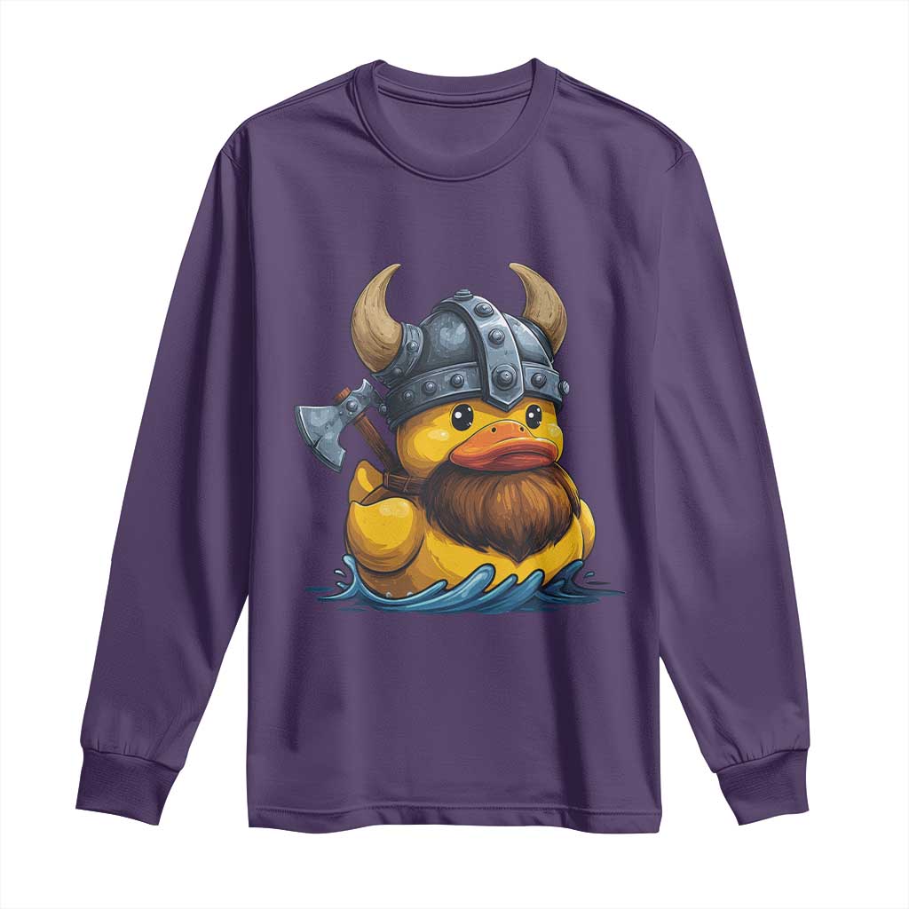 Rubber Duck Viking Warrior Norse Mythology Long Sleeve Shirt TS11 Purple Print Your Wear