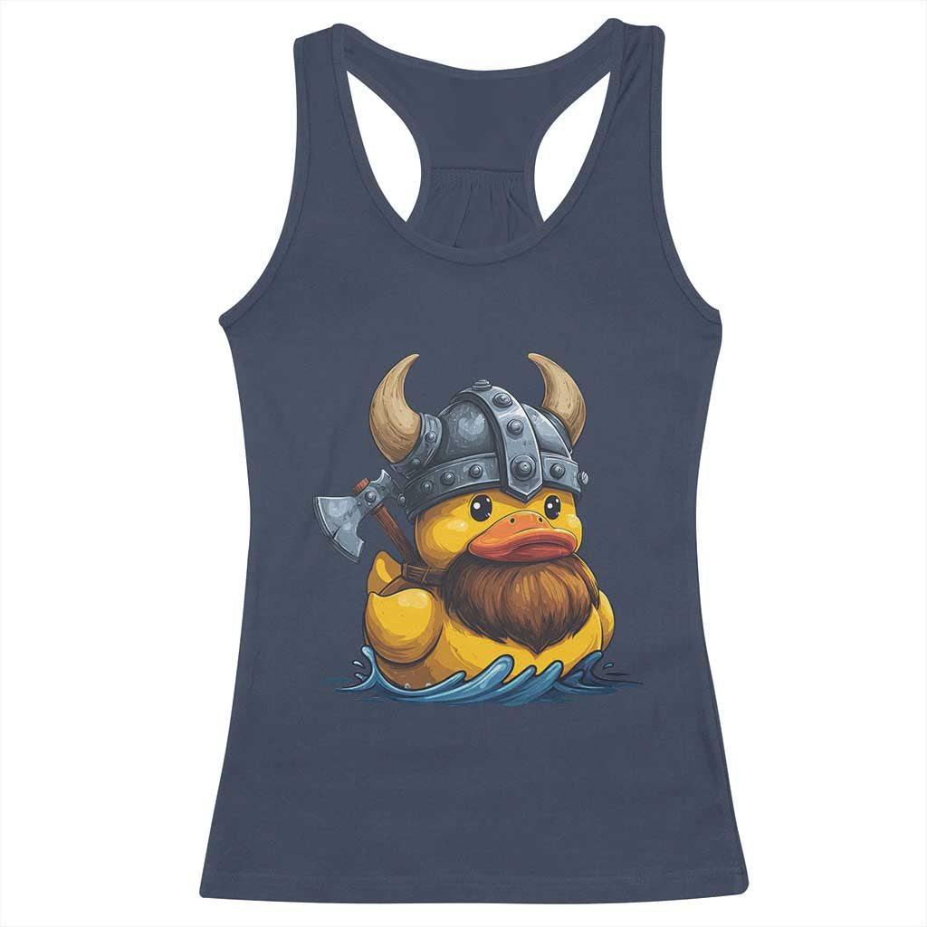 Rubber Duck Viking Warrior Norse Mythology Racerback Tank Top TS11 Navy Print Your Wear