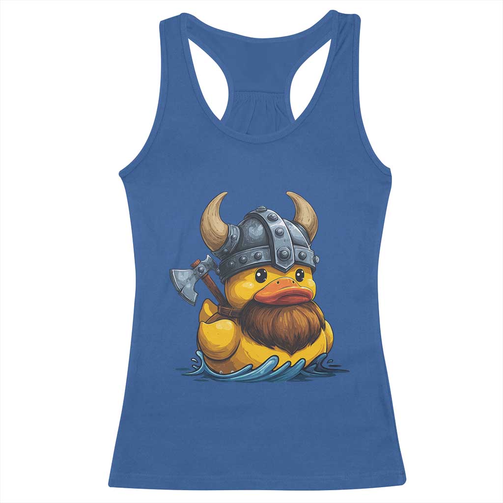 Rubber Duck Viking Warrior Norse Mythology Racerback Tank Top TS11 Royal Blue Print Your Wear