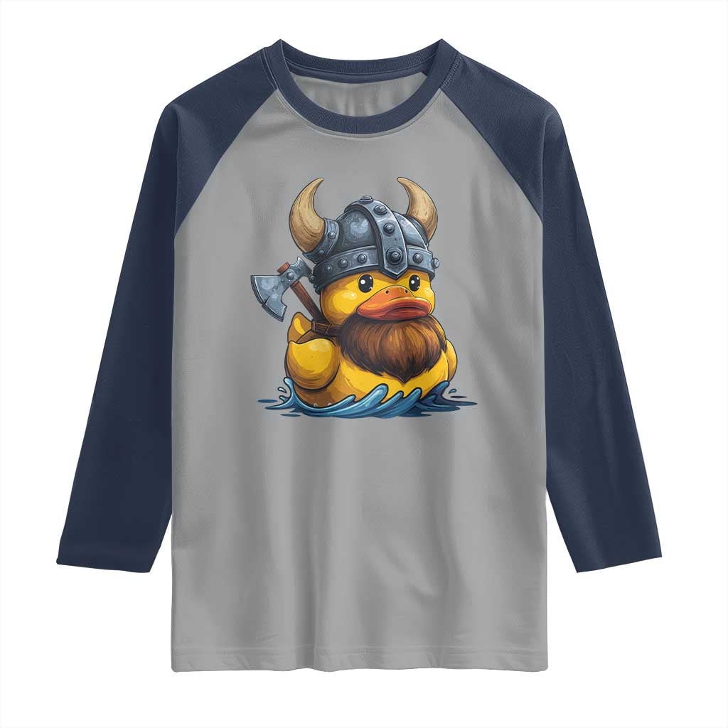 Rubber Duck Viking Warrior Norse Mythology Raglan Shirt TS11 Sport Gray Navy Print Your Wear