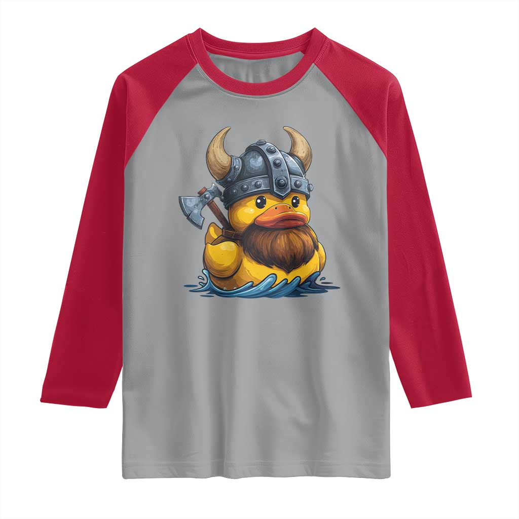 Rubber Duck Viking Warrior Norse Mythology Raglan Shirt TS11 Sport Gray Red Print Your Wear