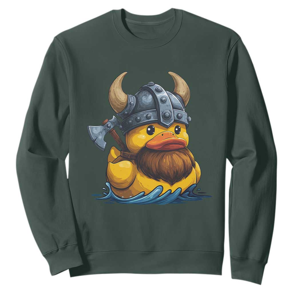 Rubber Duck Viking Warrior Norse Mythology Sweatshirt TS11 Dark Forest Green Print Your Wear