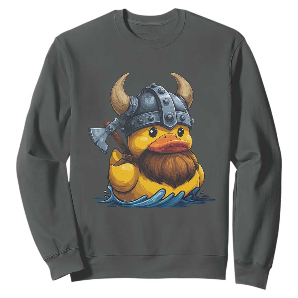 Rubber Duck Viking Warrior Norse Mythology Sweatshirt TS11 Dark Heather Print Your Wear