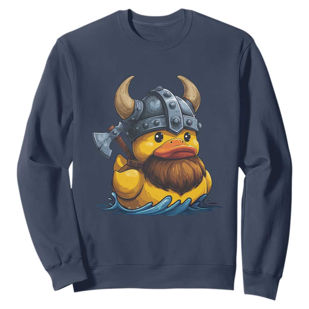 Rubber Duck Viking Warrior Norse Mythology Sweatshirt TS11 Navy Print Your Wear