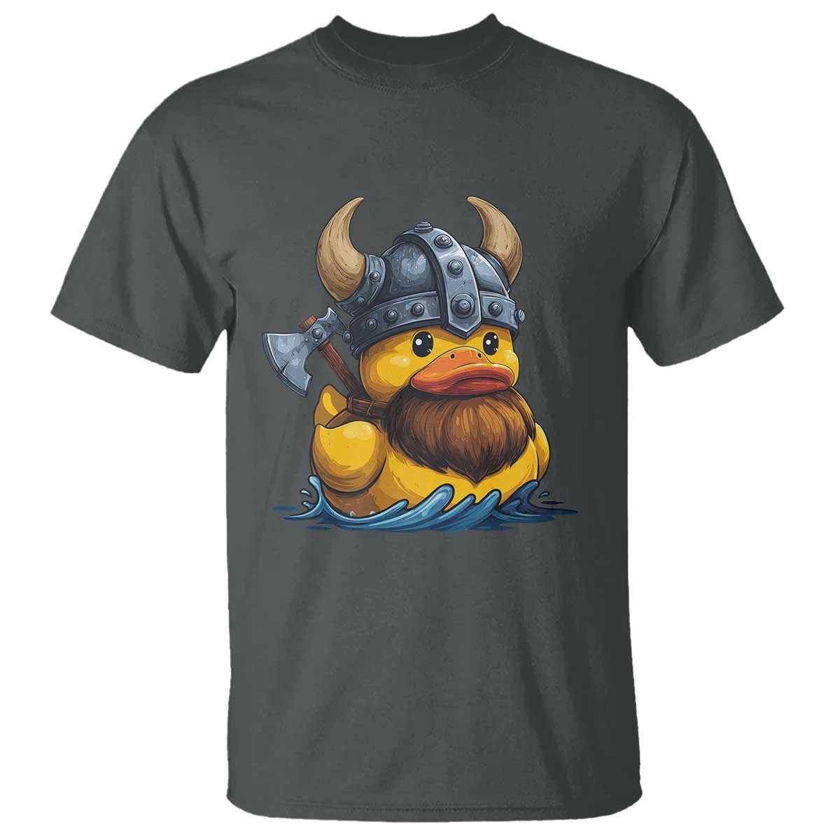 Rubber Duck Viking Warrior Norse Mythology T Shirt TS11 Dark Heather Print Your Wear