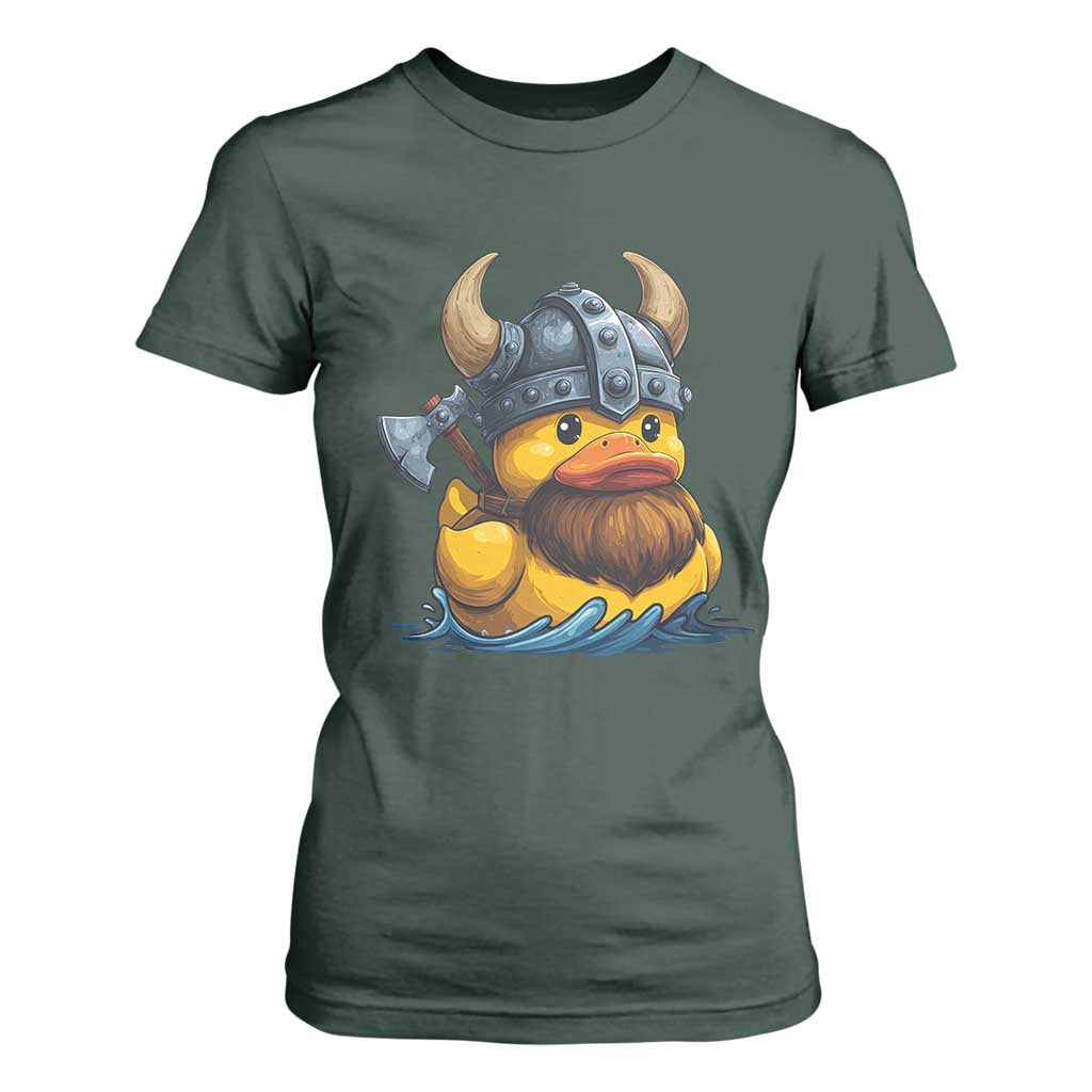 Rubber Duck Viking Warrior Norse Mythology T Shirt For Women TS11 Dark Forest Green Print Your Wear