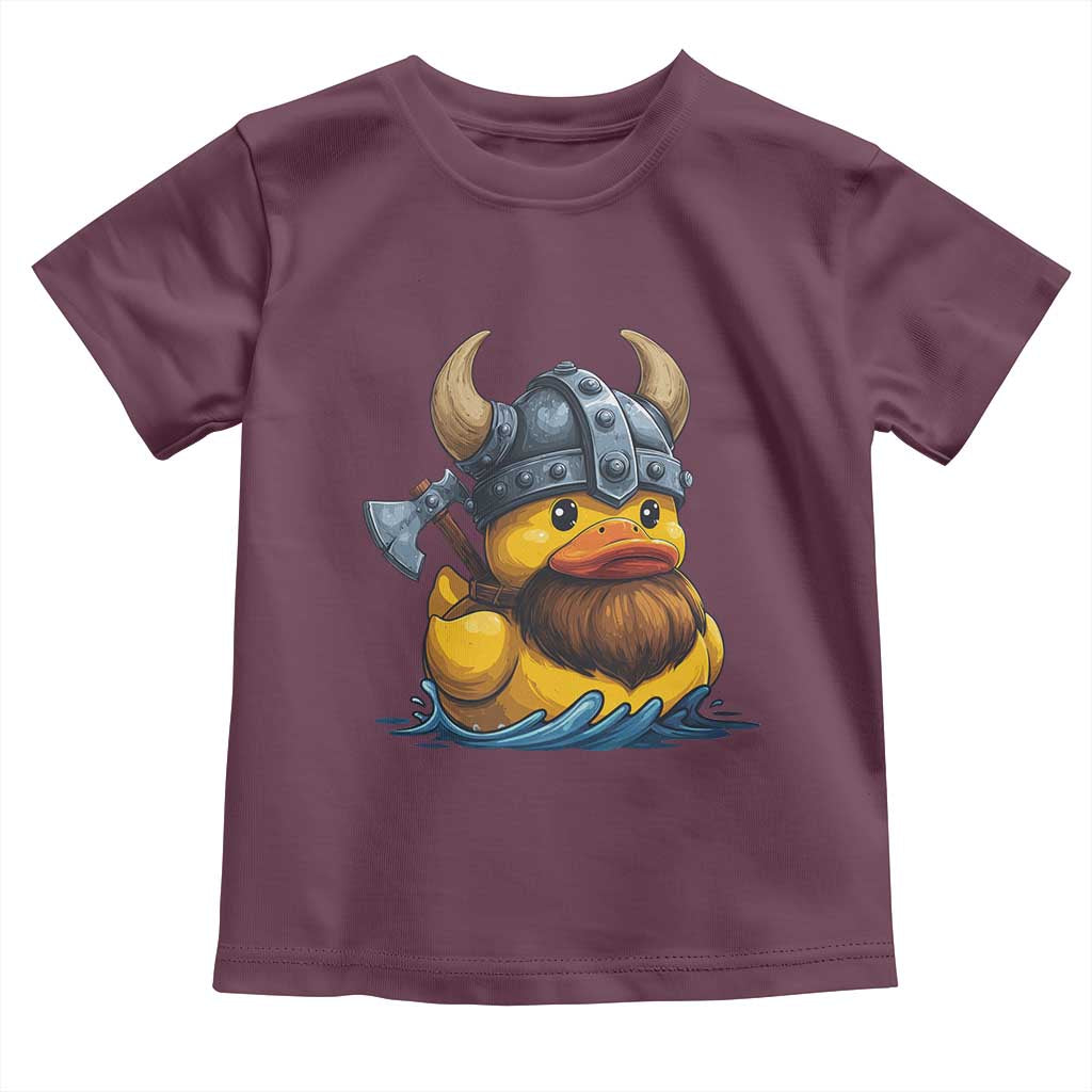 Rubber Duck Viking Warrior Norse Mythology Toddler T Shirt TS11 Maroon Print Your Wear
