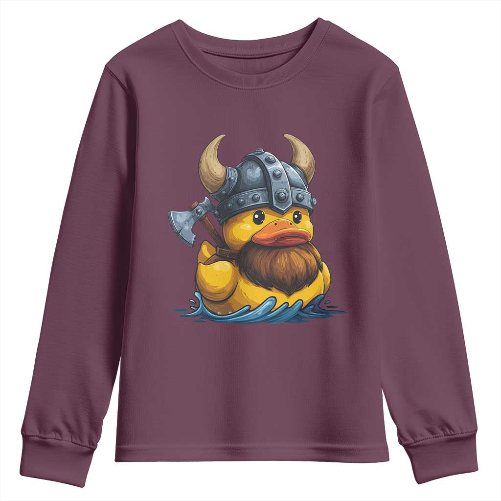 Rubber Duck Viking Warrior Norse Mythology Youth Sweatshirt TS11 Maroon Print Your Wear