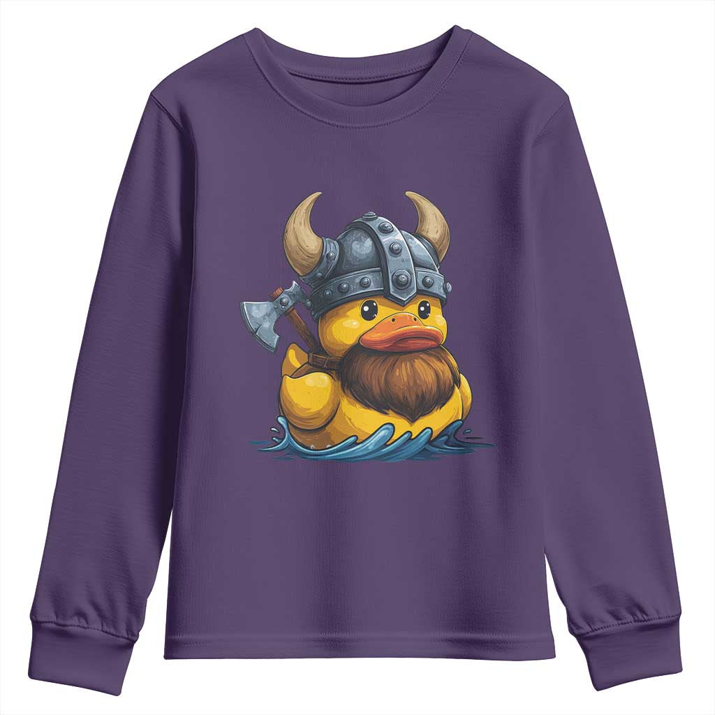 Rubber Duck Viking Warrior Norse Mythology Youth Sweatshirt TS11 Purple Print Your Wear