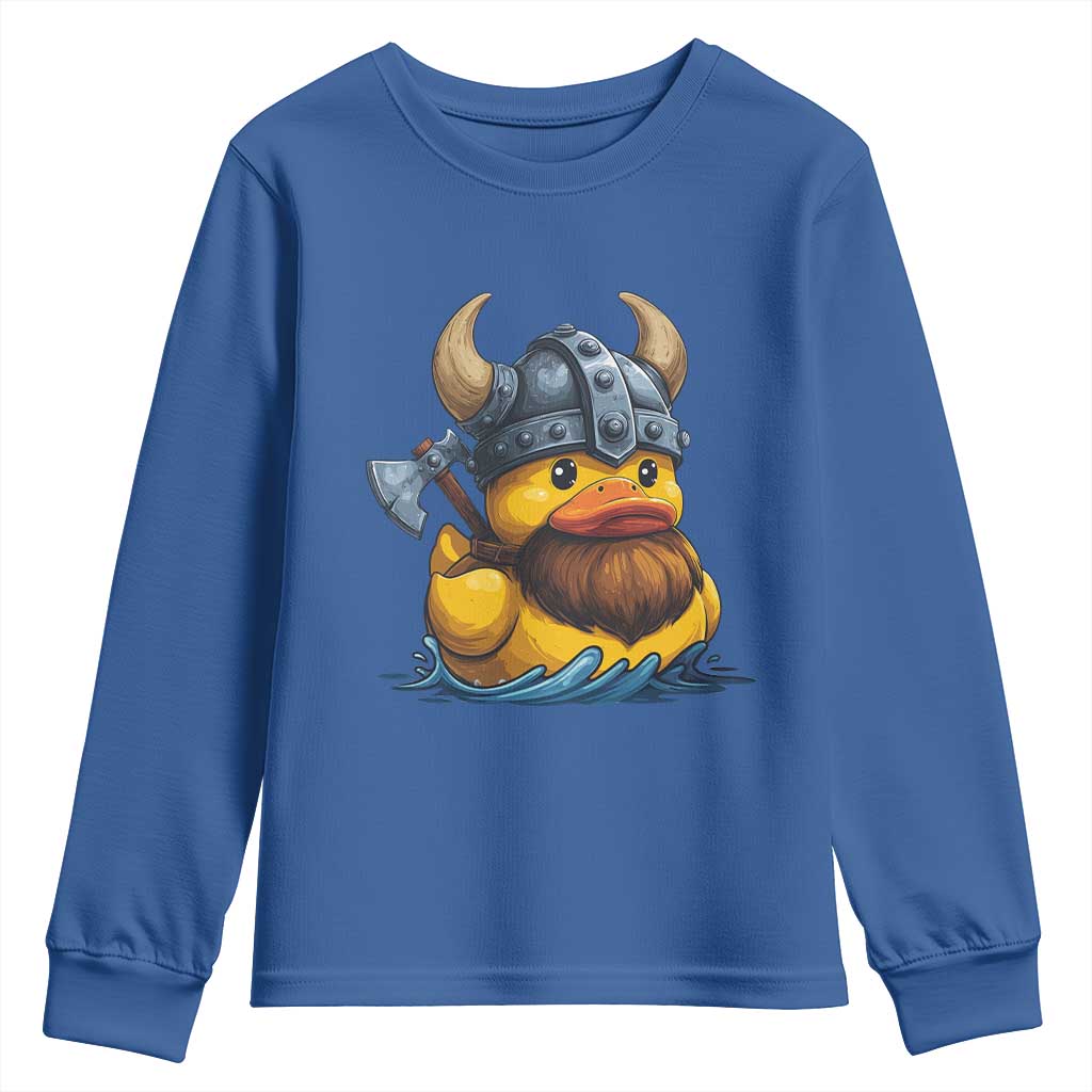 Rubber Duck Viking Warrior Norse Mythology Youth Sweatshirt TS11 Royal Blue Print Your Wear