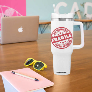 Fragile I Just Dropped My Son Off At College Tumbler With Handle Drop Off Parents Vintage Star TS11 Print Your Wear