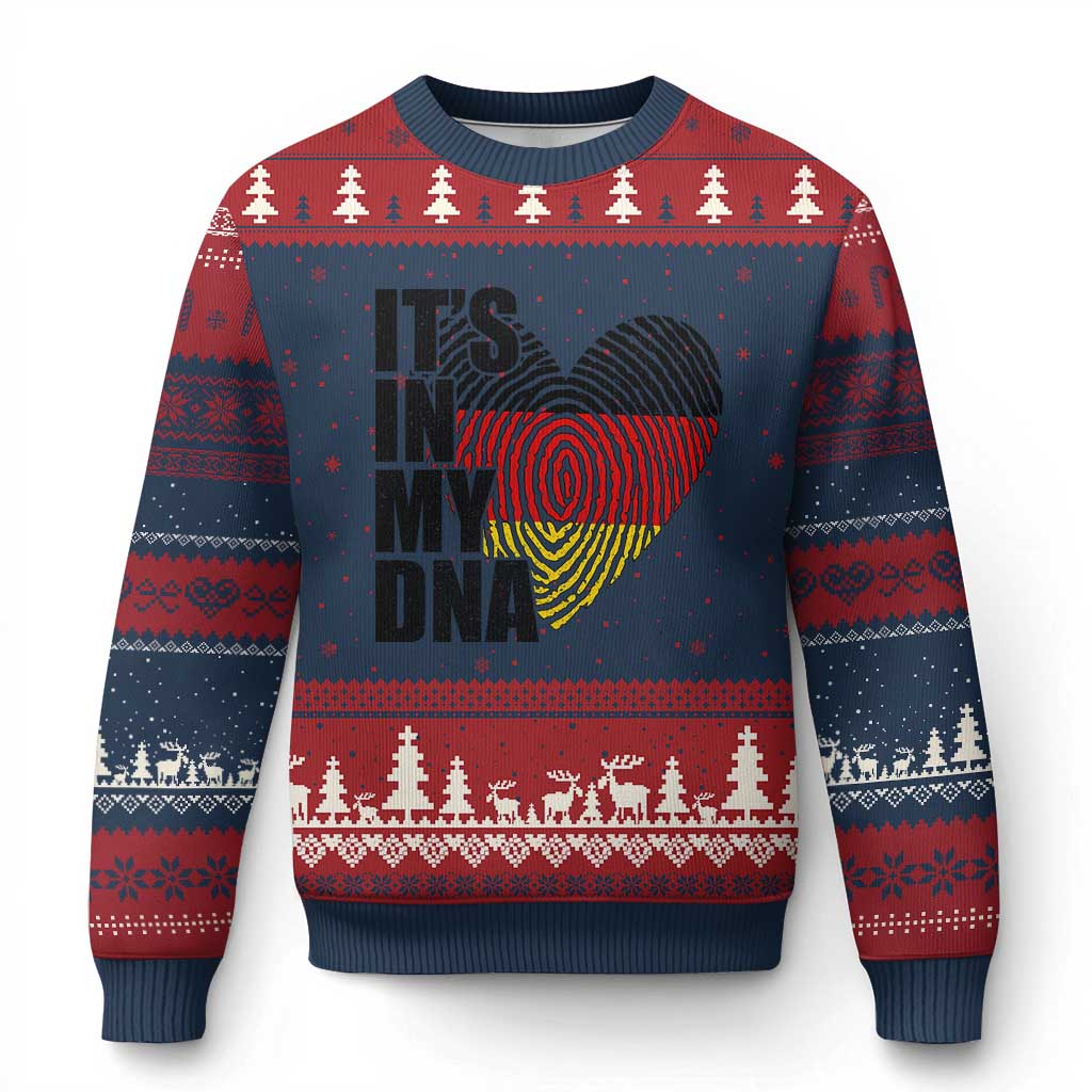 German Pride Ugly Christmas Sweater It Is In My DNA Patriotic Germany Flag TS11 Navy Red Print Your Wear