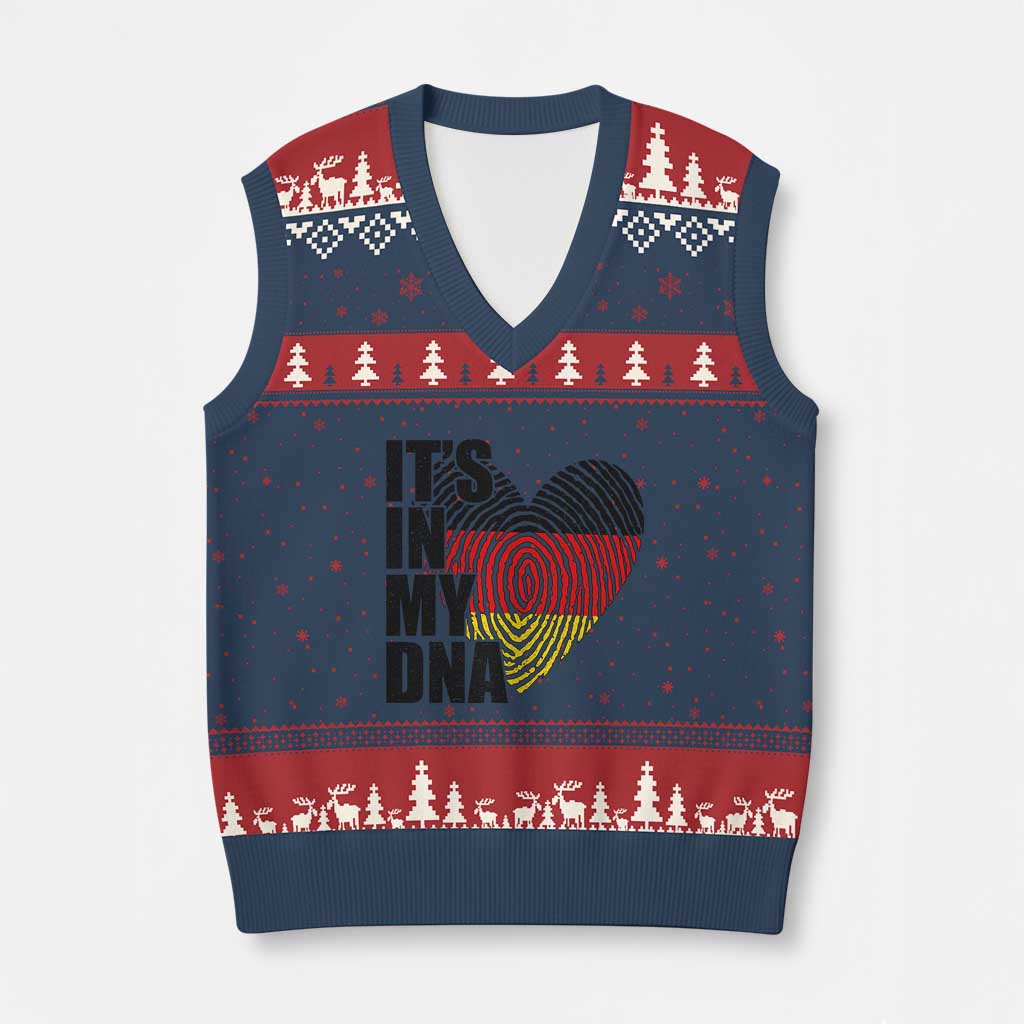 German Pride V-Neck Knit Sweater Vest It Is In My DNA Patriotic Germany Flag - Print Your Wear