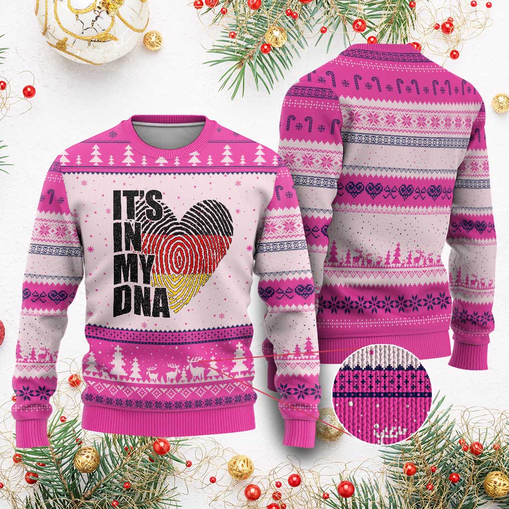German Pride Ugly Christmas Sweater It Is In My DNA Patriotic Germany Flag TS11 Hot Pink Print Your Wear