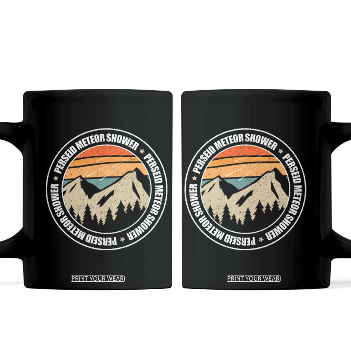 Perseid Meteor Shower Coffee Mug Shooting Stars Astronomy Vintage Retro Mountain TS11 Black Print Your Wear