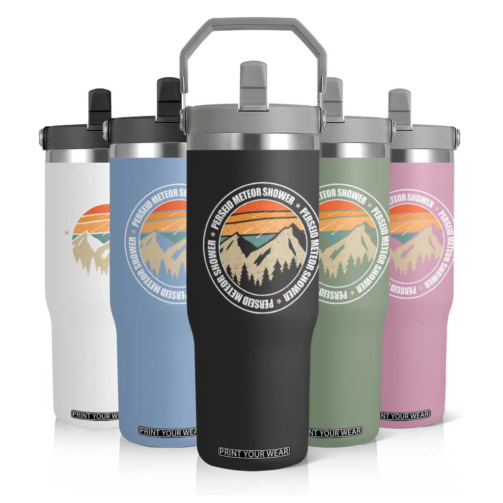 Perseid Meteor Shower Flip Straw Tumbler Shooting Stars Astronomy Vintage Retro Mountain TS11 Print Your Wear