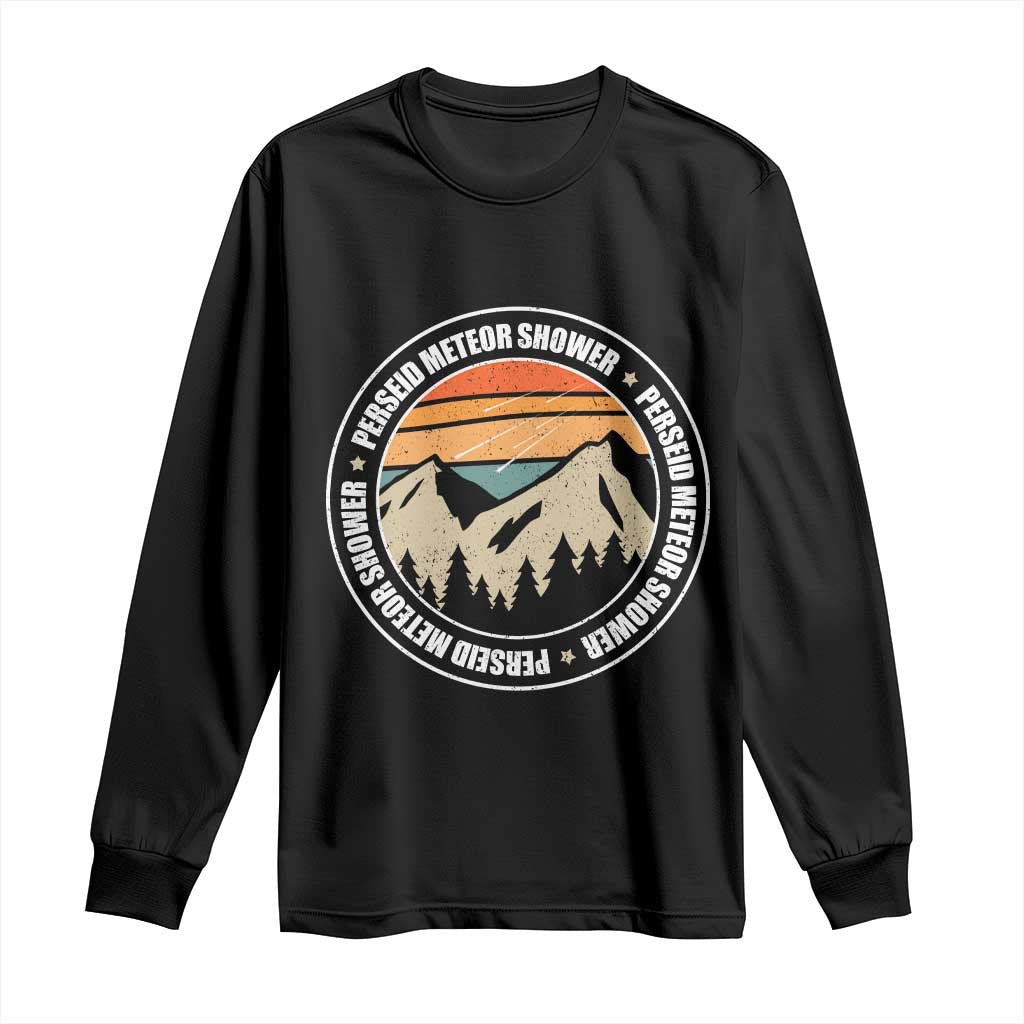 Perseid Meteor Shower Long Sleeve Shirt Shooting Stars Astronomy Vintage Retro Mountain TS11 Black Print Your Wear