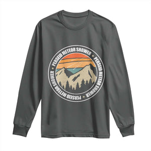 Perseid Meteor Shower Long Sleeve Shirt Shooting Stars Astronomy Vintage Retro Mountain TS11 Dark Heather Print Your Wear
