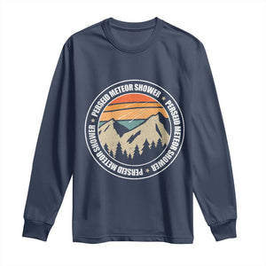 Perseid Meteor Shower Long Sleeve Shirt Shooting Stars Astronomy Vintage Retro Mountain TS11 Navy Print Your Wear
