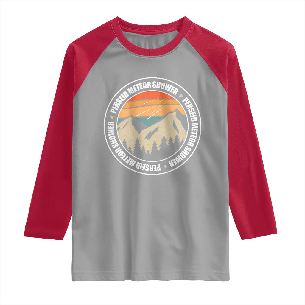 Perseid Meteor Shower Raglan Shirt Shooting Stars Astronomy Vintage Retro Mountain TS11 Sport Gray Red Print Your Wear