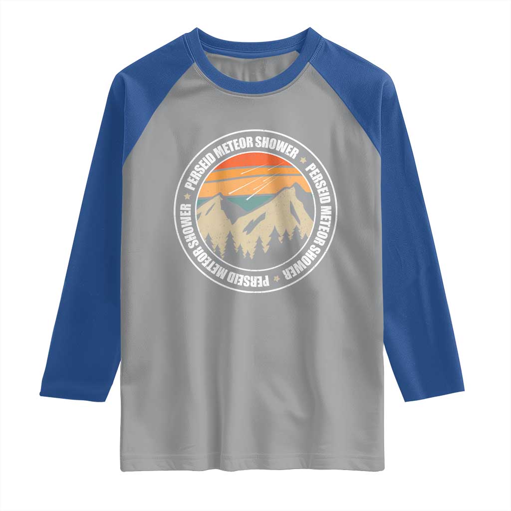 Perseid Meteor Shower Raglan Shirt Shooting Stars Astronomy Vintage Retro Mountain TS11 Sport Gray Royal Print Your Wear