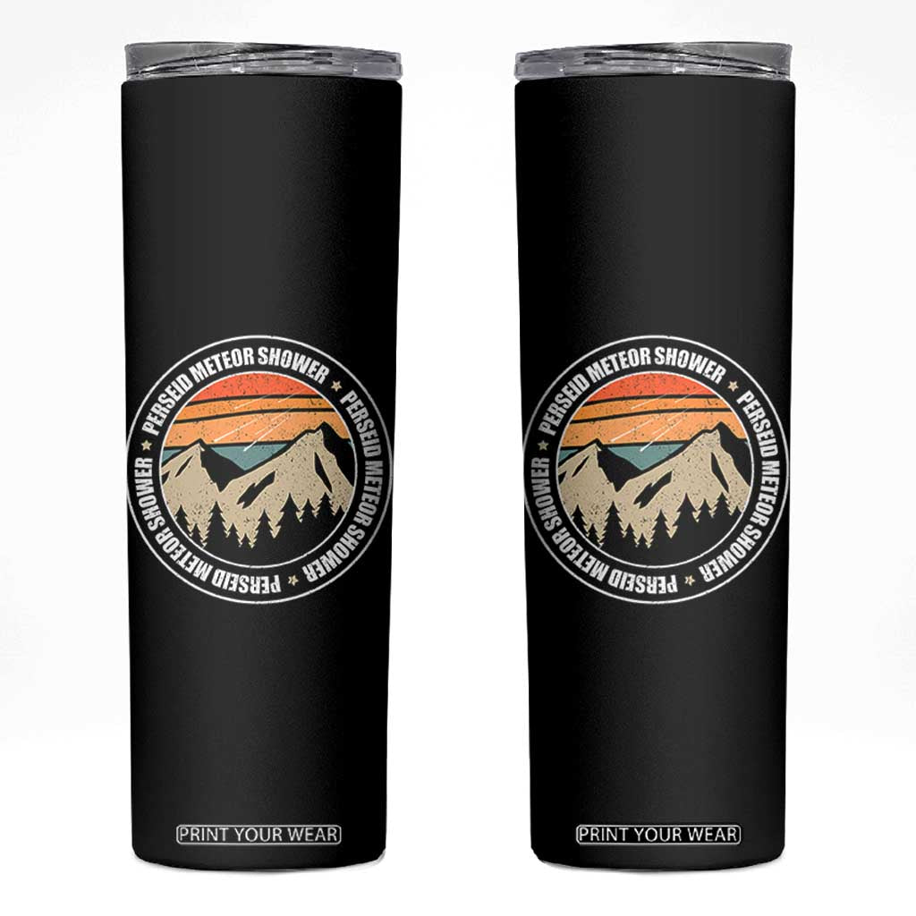 Perseid Meteor Shower Skinny Tumbler Shooting Stars Astronomy Vintage Retro Mountain TS11 Black Print Your Wear