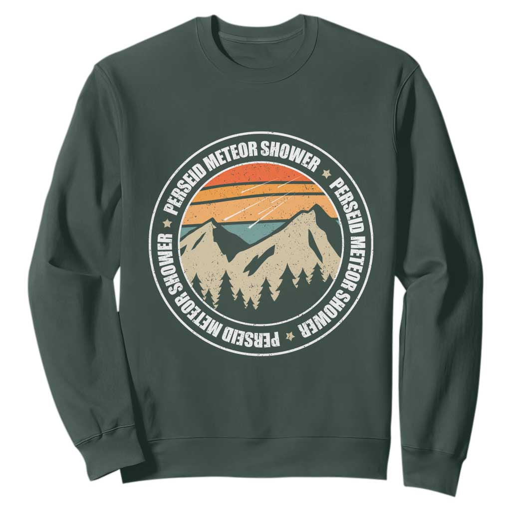 Perseid Meteor Shower Sweatshirt Shooting Stars Astronomy Vintage Retro Mountain TS11 Dark Forest Green Print Your Wear