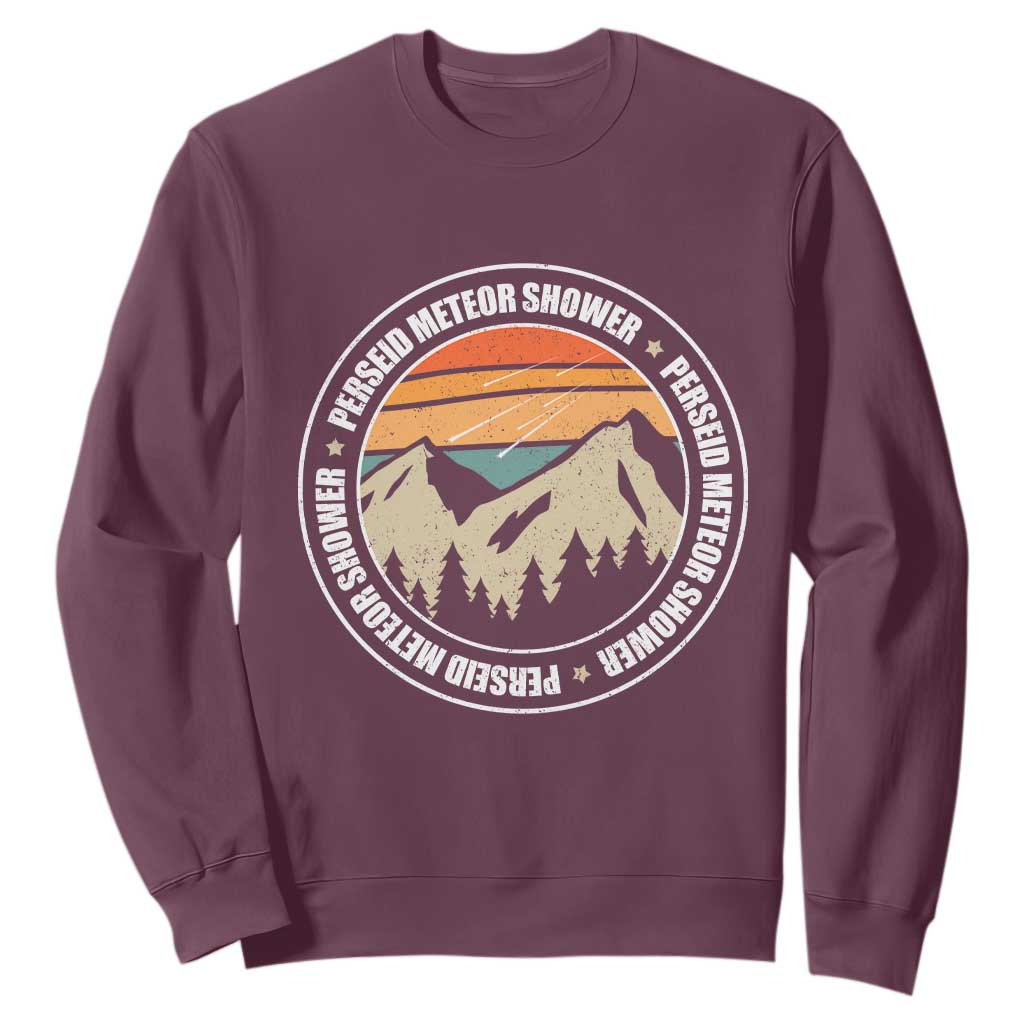 Perseid Meteor Shower Sweatshirt Shooting Stars Astronomy Vintage Retro Mountain TS11 Maroon Print Your Wear