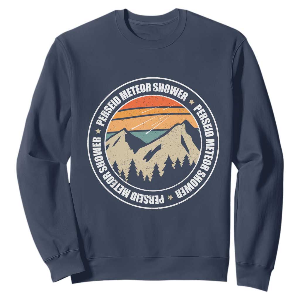 Perseid Meteor Shower Sweatshirt Shooting Stars Astronomy Vintage Retro Mountain TS11 Navy Print Your Wear