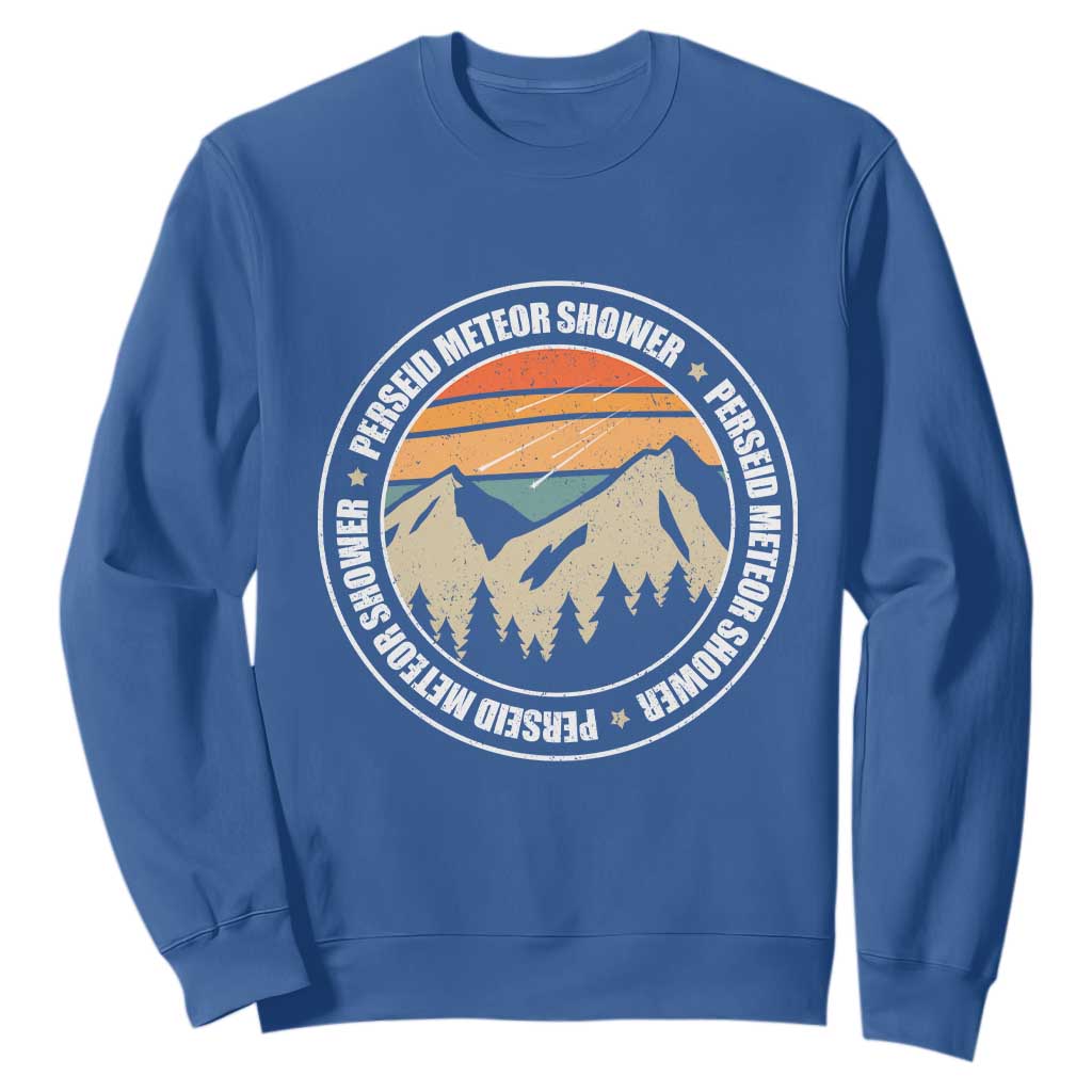 Perseid Meteor Shower Sweatshirt Shooting Stars Astronomy Vintage Retro Mountain TS11 Royal Blue Print Your Wear