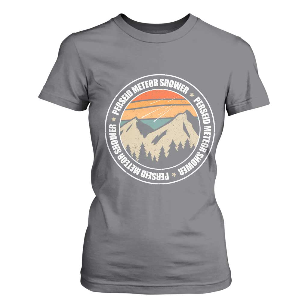 Perseid Meteor Shower T Shirt For Women Shooting Stars Astronomy Vintage Retro Mountain TS11 Charcoal Print Your Wear