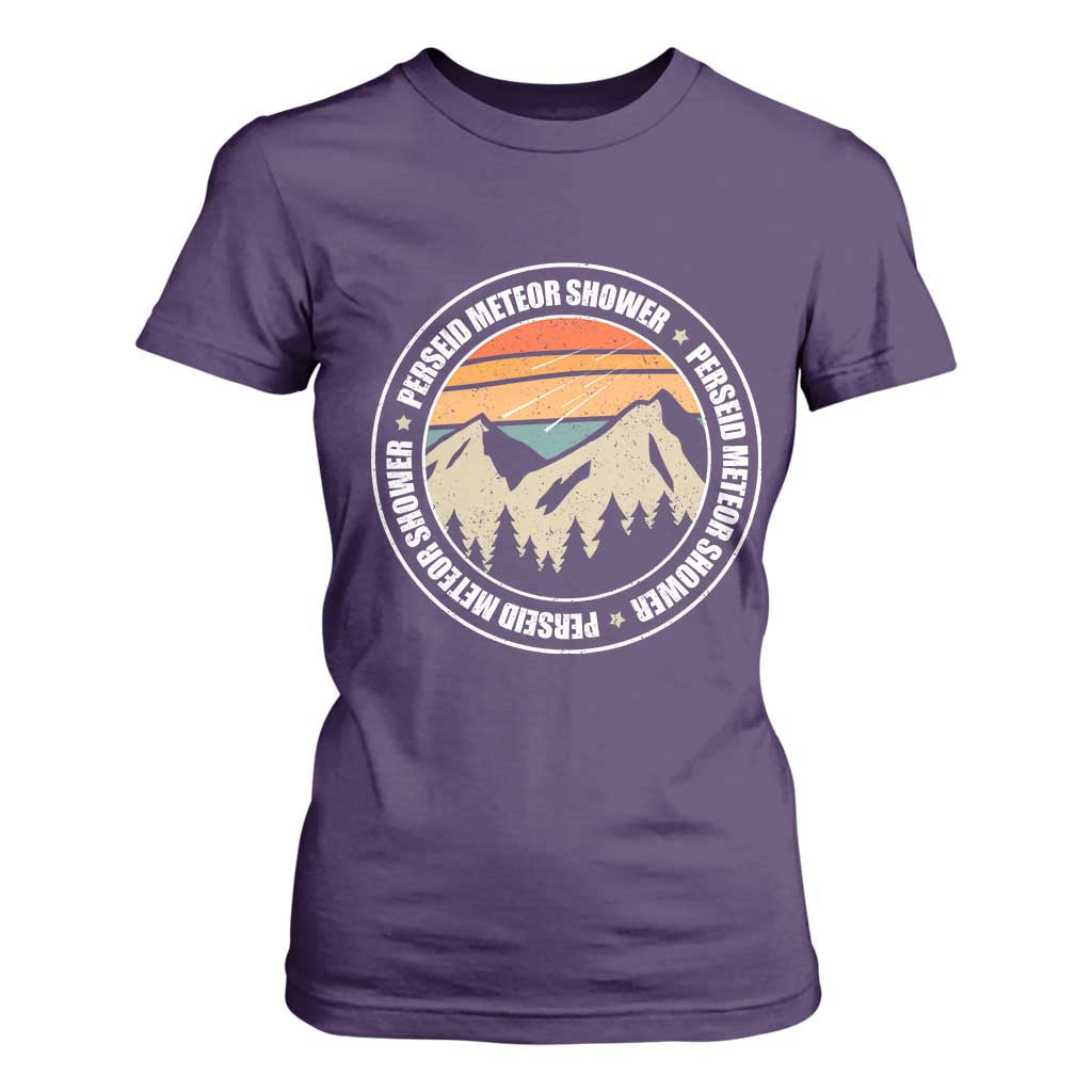 Perseid Meteor Shower T Shirt For Women Shooting Stars Astronomy Vintage Retro Mountain TS11 Purple Print Your Wear