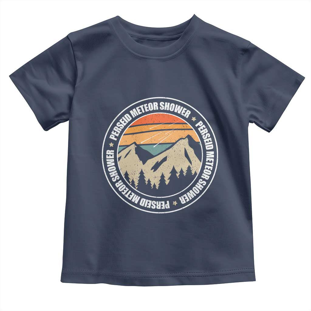 Perseid Meteor Shower Toddler T Shirt Shooting Stars Astronomy Vintage Retro Mountain TS11 Navy Print Your Wear