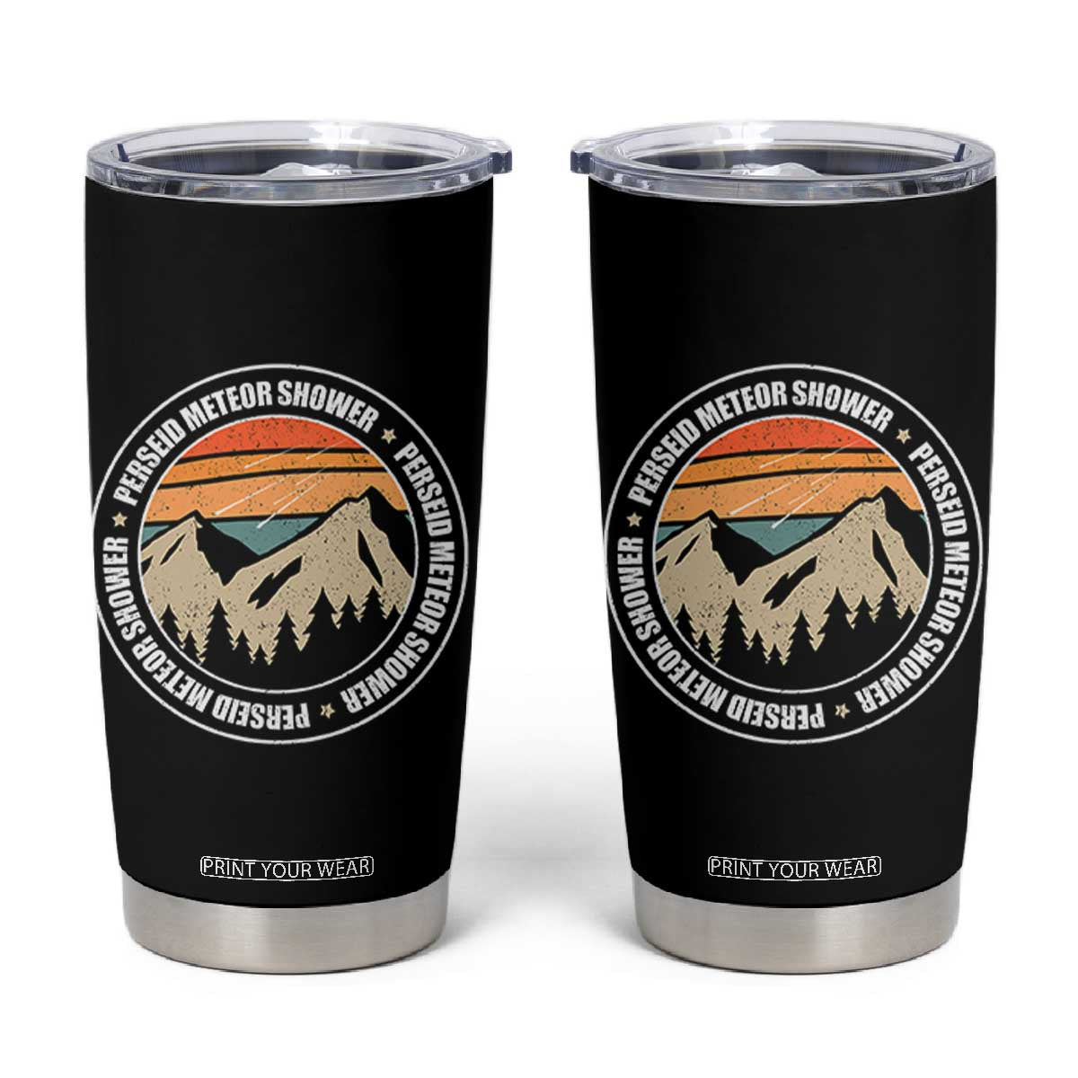 Perseid Meteor Shower Tumbler Cup Shooting Stars Astronomy Vintage Retro Mountain TS11 Black Print Your Wear
