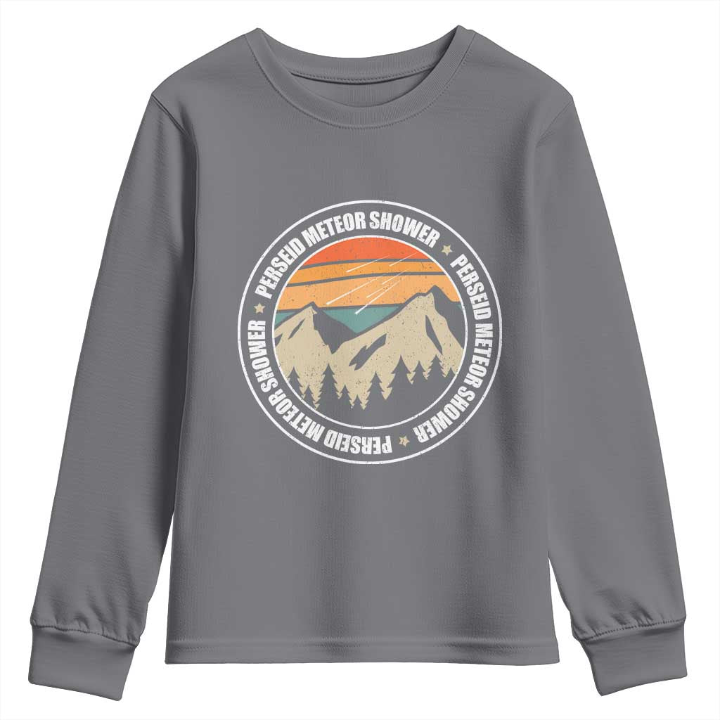 Perseid Meteor Shower Youth Sweatshirt Shooting Stars Astronomy Vintage Retro Mountain TS11 Charcoal Print Your Wear