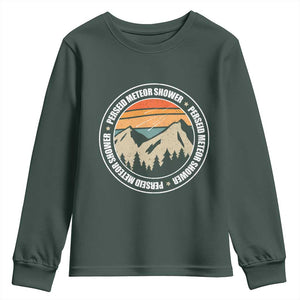 Perseid Meteor Shower Youth Sweatshirt Shooting Stars Astronomy Vintage Retro Mountain TS11 Dark Forest Green Print Your Wear