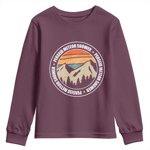 Perseid Meteor Shower Youth Sweatshirt Shooting Stars Astronomy Vintage Retro Mountain TS11 Maroon Print Your Wear