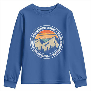 Perseid Meteor Shower Youth Sweatshirt Shooting Stars Astronomy Vintage Retro Mountain TS11 Royal Blue Print Your Wear