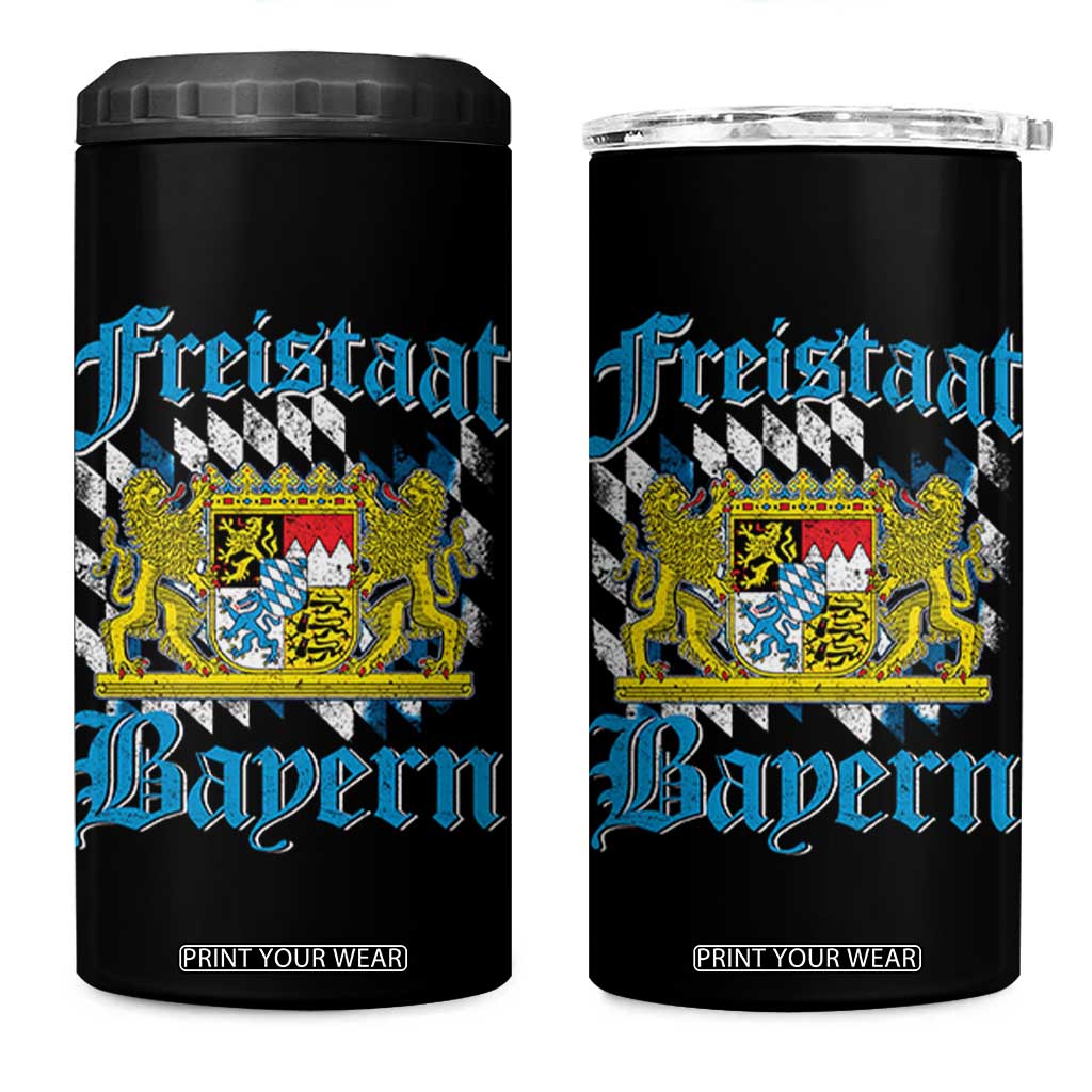 Freistaat Bayern 4 in 1 Can Cooler Tumbler Bavaria German Munich Oktoberfest TS11 One Size: 16 oz Black Print Your Wear