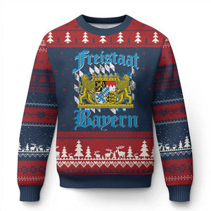 Freistaat Bayern Ugly Christmas Sweater Bavaria German Munich Oktoberfest TS11 Navy Red Print Your Wear