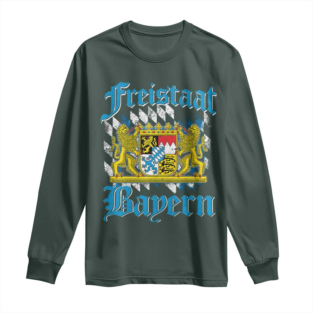Freistaat Bayern Long Sleeve Shirt Bavaria German Munich Oktoberfest TS11 Dark Forest Green Print Your Wear