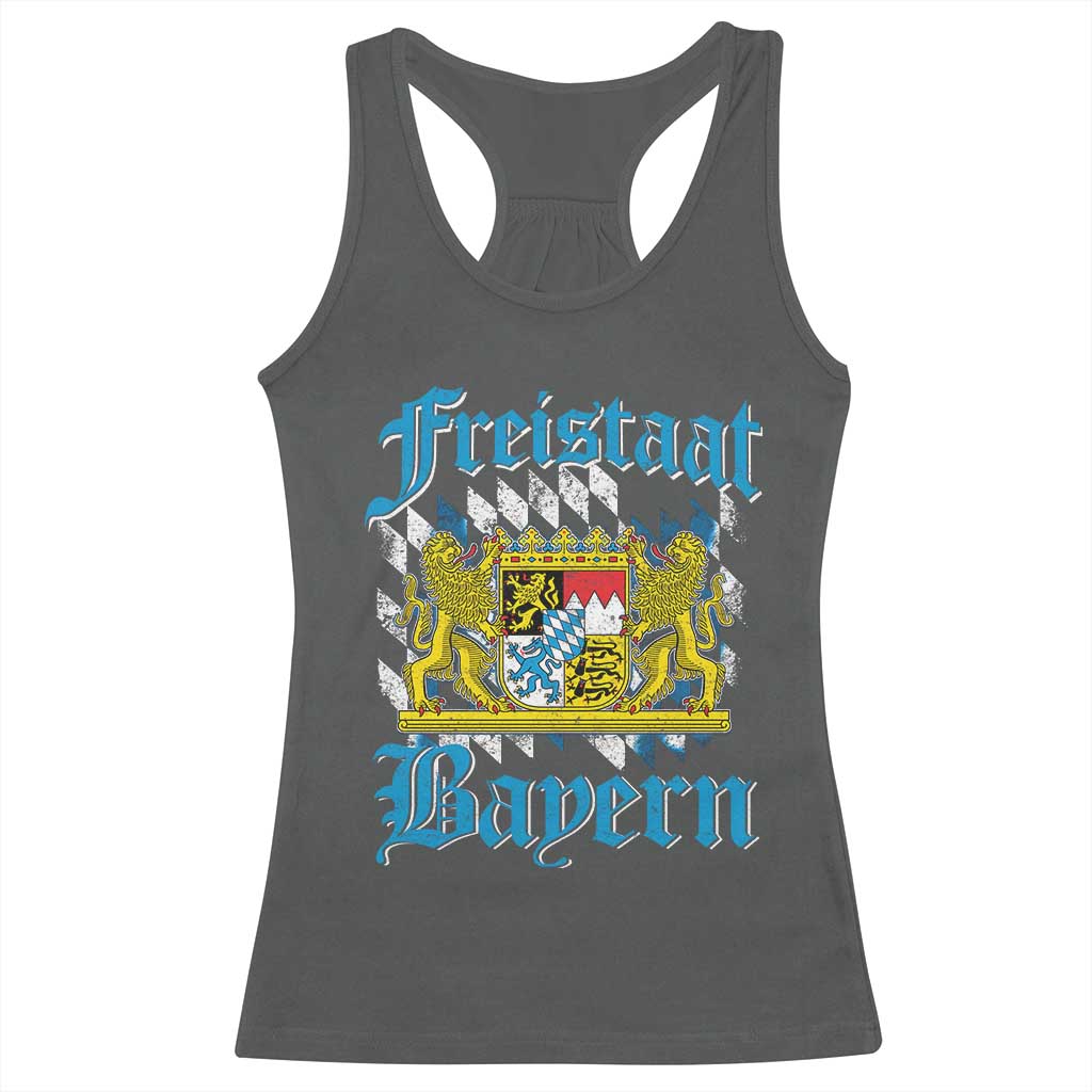 Freustaat Bayern Racerback Tank Top Bavaria German Munich Oktoberfest TS11 Dark Heather Print Your Wear
