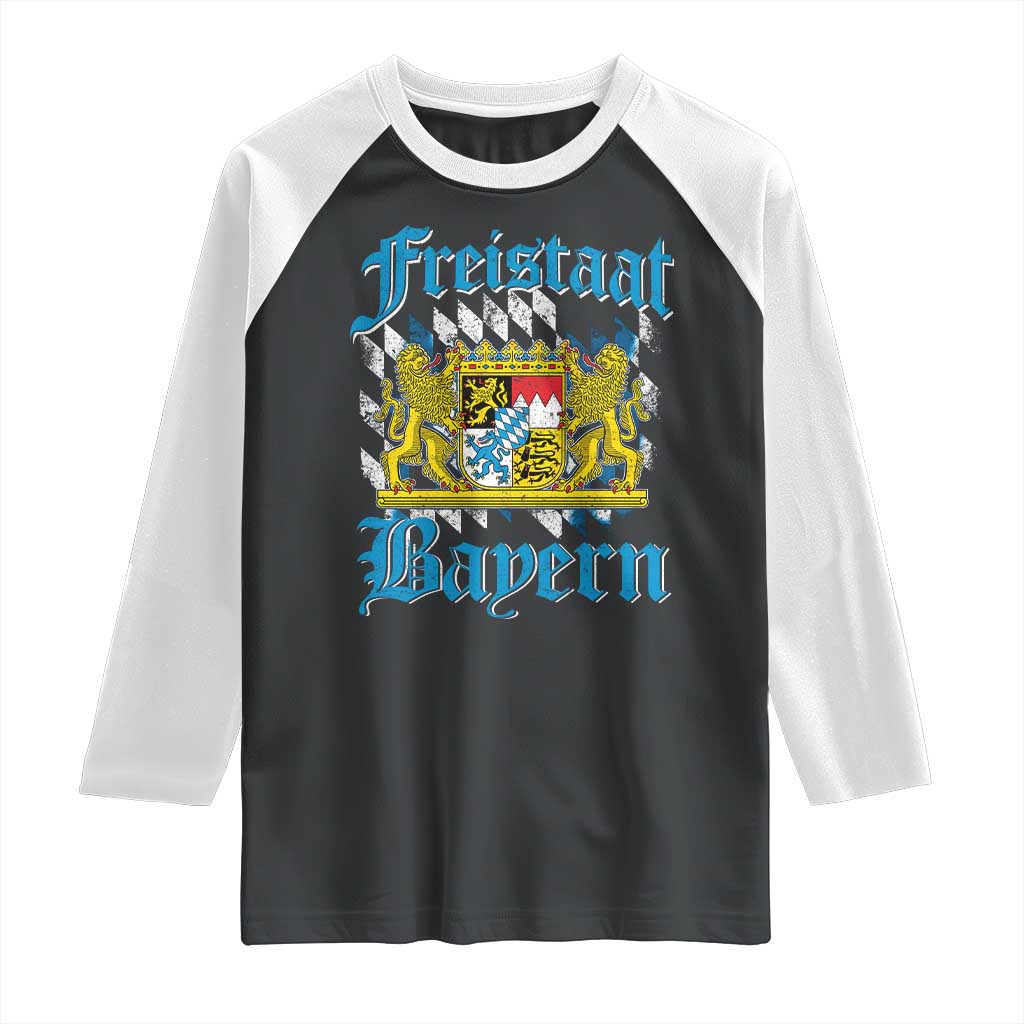 Freustaat Bayern Raglan Shirt Bavaria German Munich Oktoberfest TS11 Black White Print Your Wear