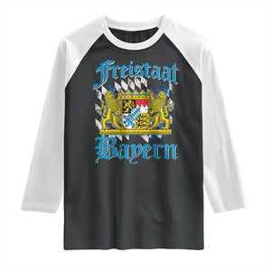 Freustaat Bayern Raglan Shirt Bavaria German Munich Oktoberfest TS11 Black White Print Your Wear