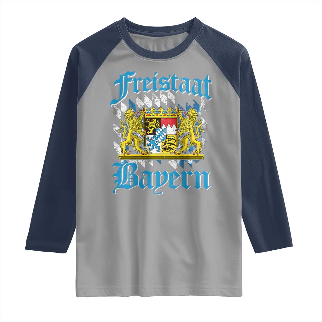 Freistaat Bayern Raglan Shirt Bavaria German Munich Oktoberfest TS11 Sport Gray Navy Print Your Wear
