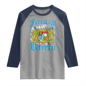 Freustaat Bayern Raglan Shirt Bavaria German Munich Oktoberfest TS11 Sport Gray Navy Print Your Wear