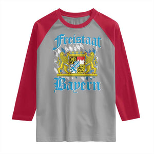Freistaat Bayern Raglan Shirt Bavaria German Munich Oktoberfest TS11 Sport Gray Red Print Your Wear