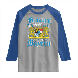 Freustaat Bayern Raglan Shirt Bavaria German Munich Oktoberfest TS11 Sport Gray Royal Print Your Wear
